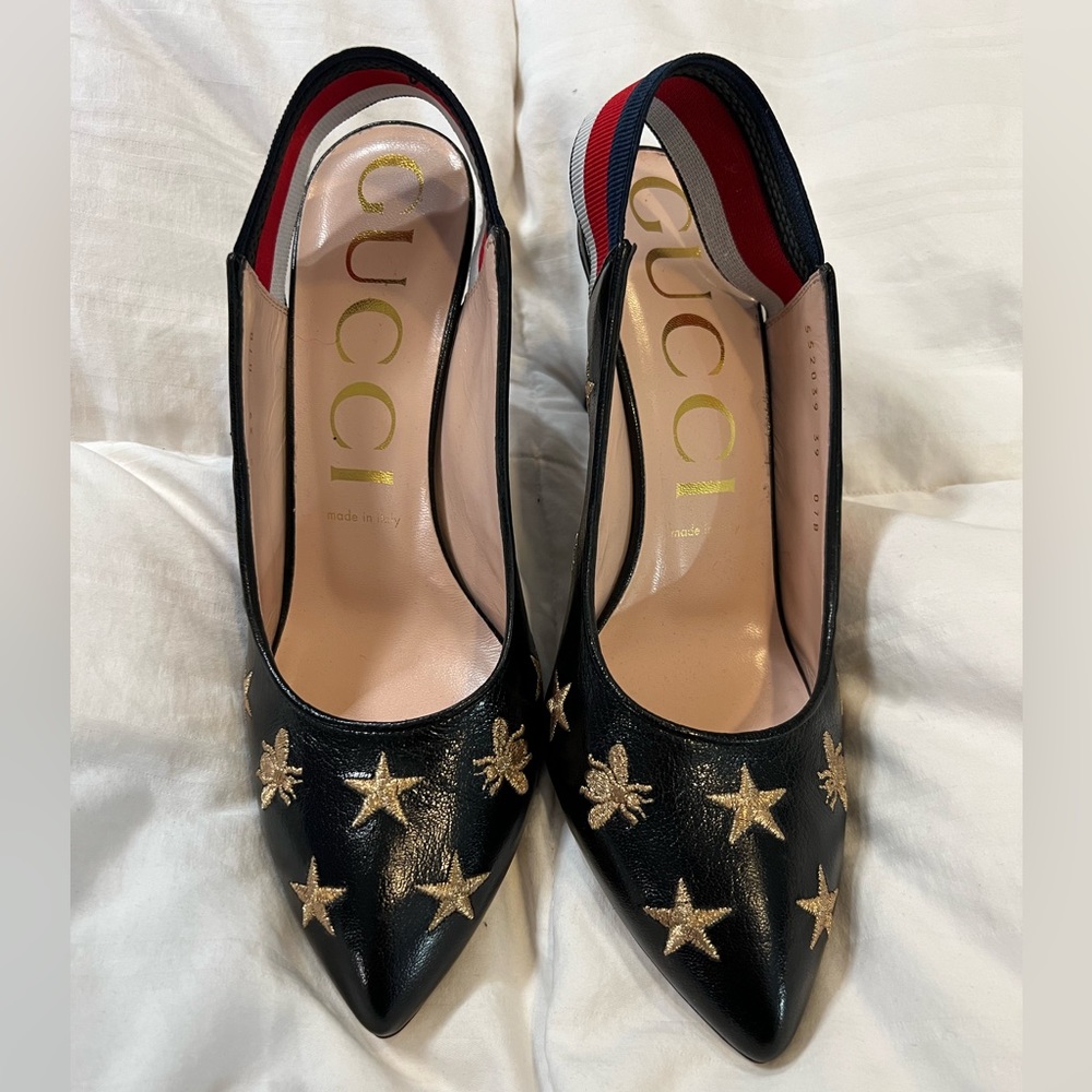 Gucci heels 3 inch leather super cute